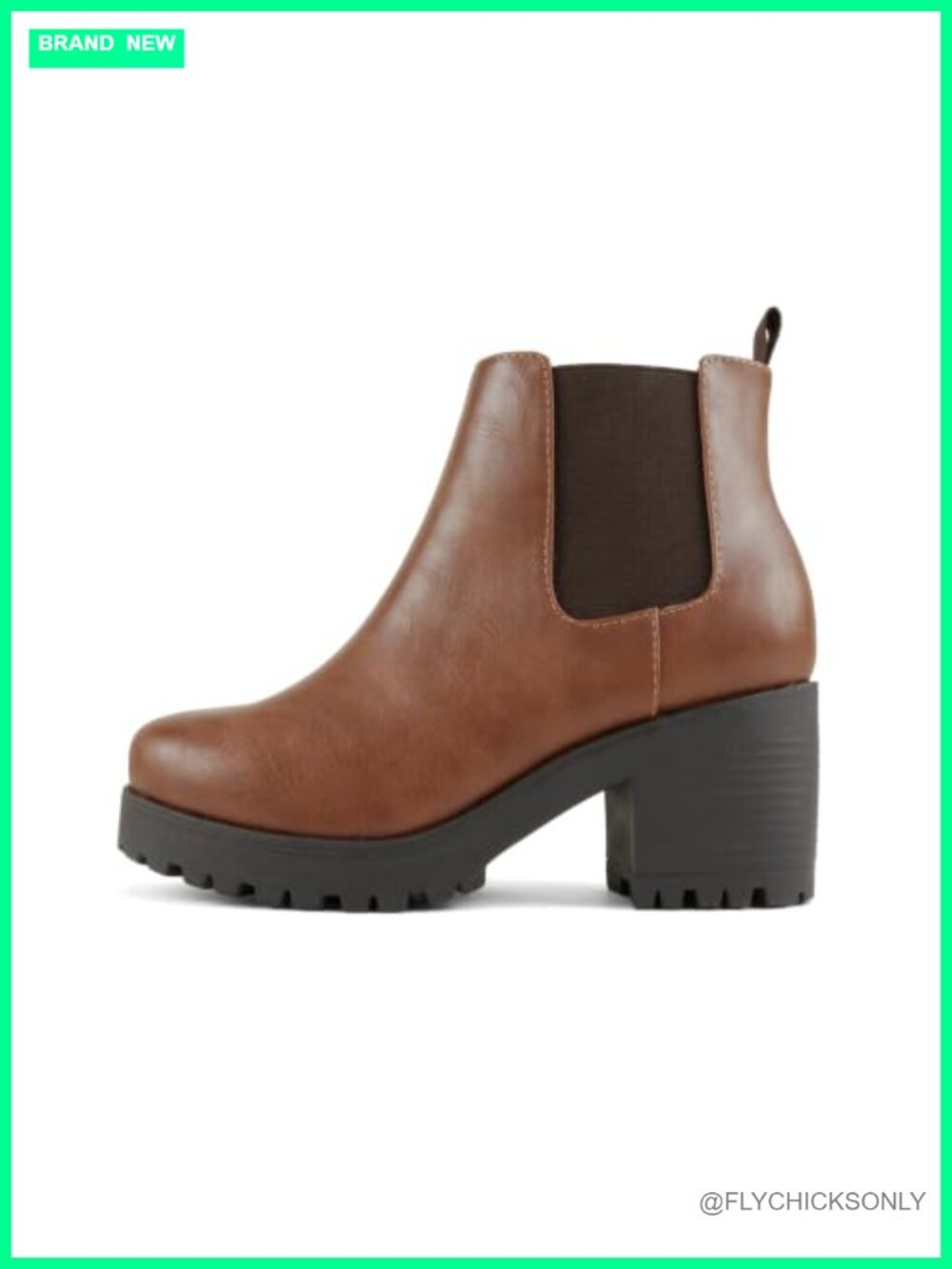 Combat Ankle Boot Lug Sole Chunky Heel Elastic Gore Faux Suede